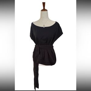 Revir 100% Tencel Black Tie Waist Top Boho Minimalist Capsule Wardrobe‎